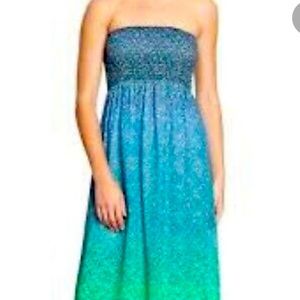 Old Navy Maxi Lined Dress Sleeveless Tube Top Style Blue & Green Size XS